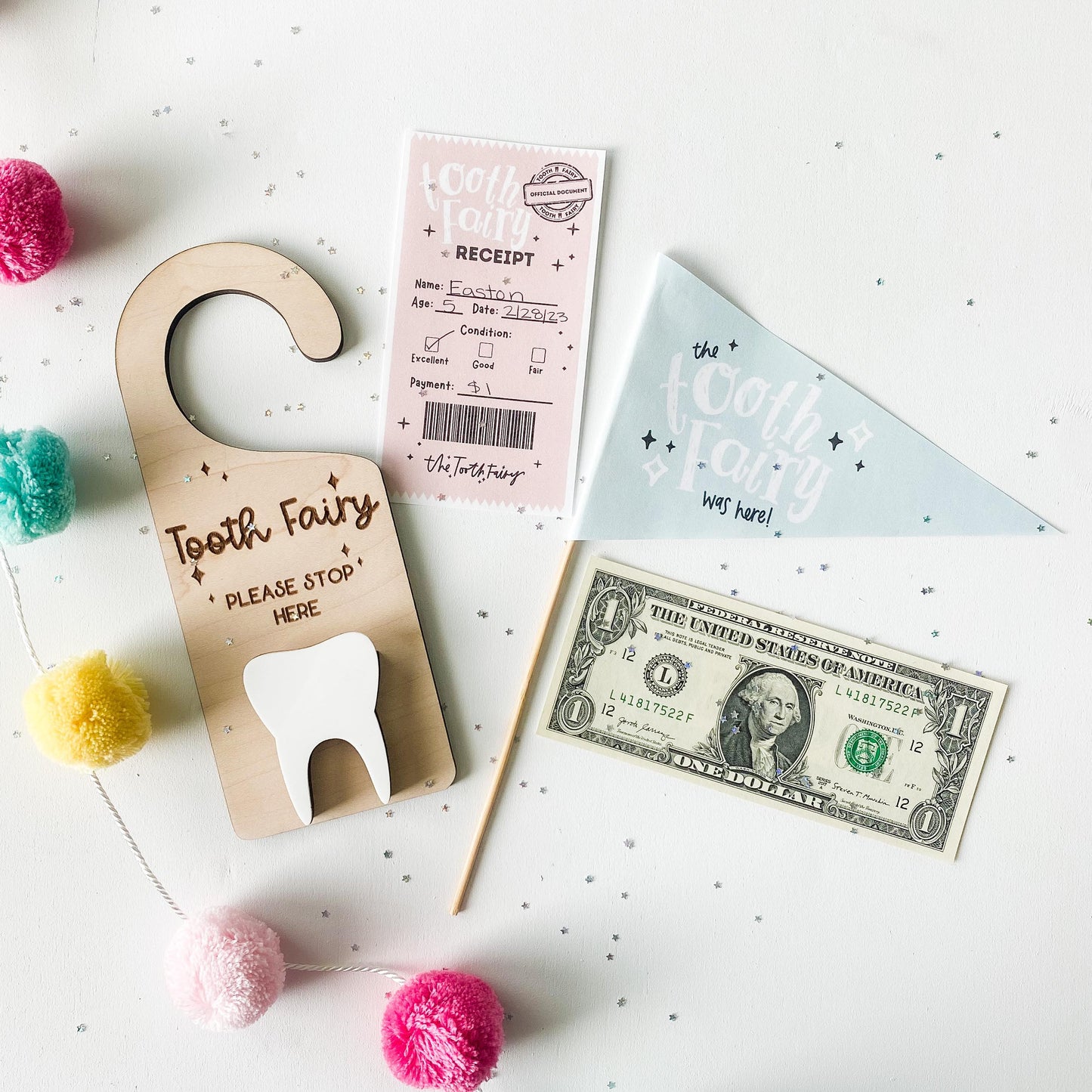 Tooth Fairy Door Hanger | Personalized Kids Bedroom Door Sign