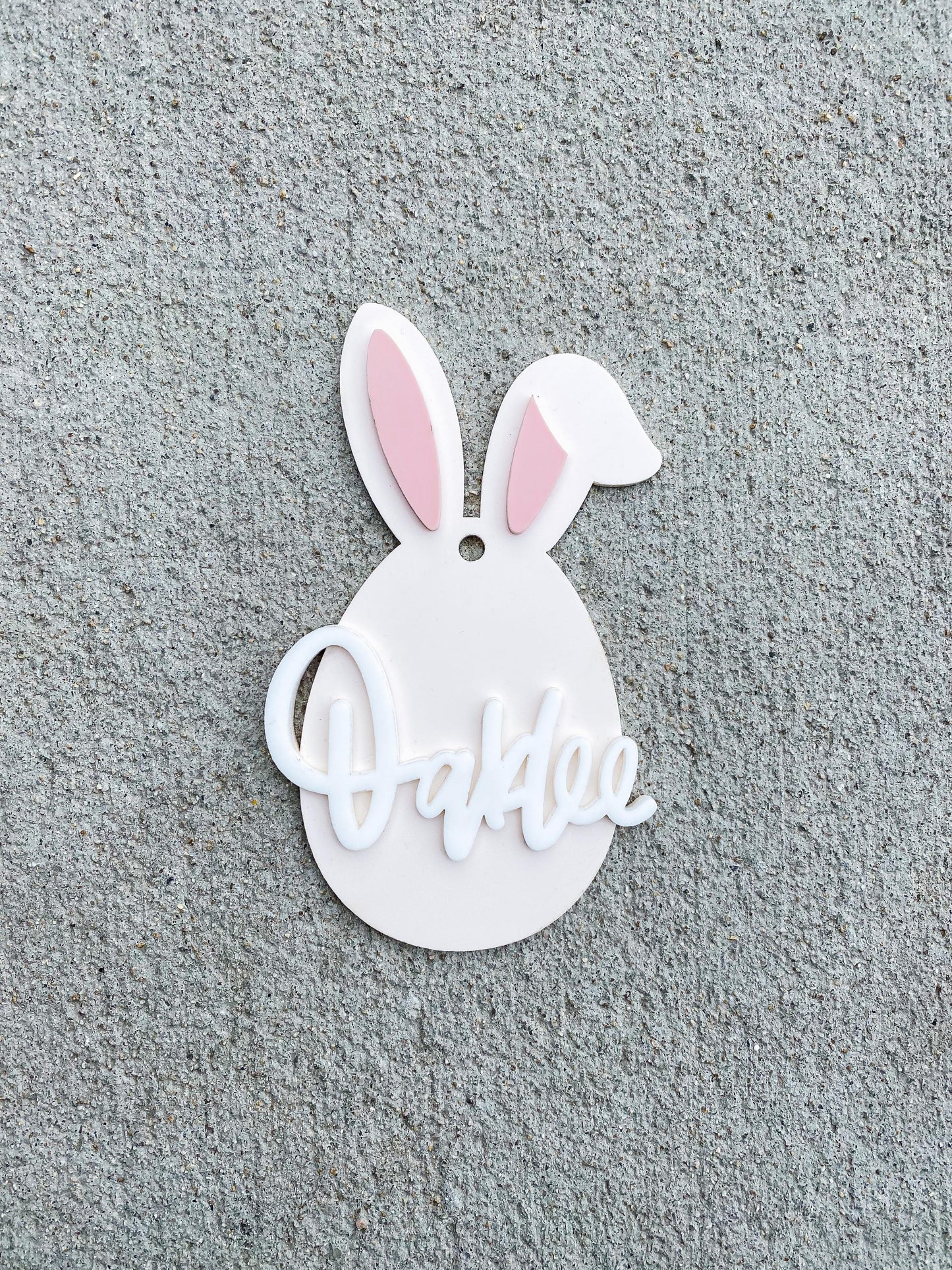 Personalized Easter bunny wood tag for kids Easter baskets, spring gift