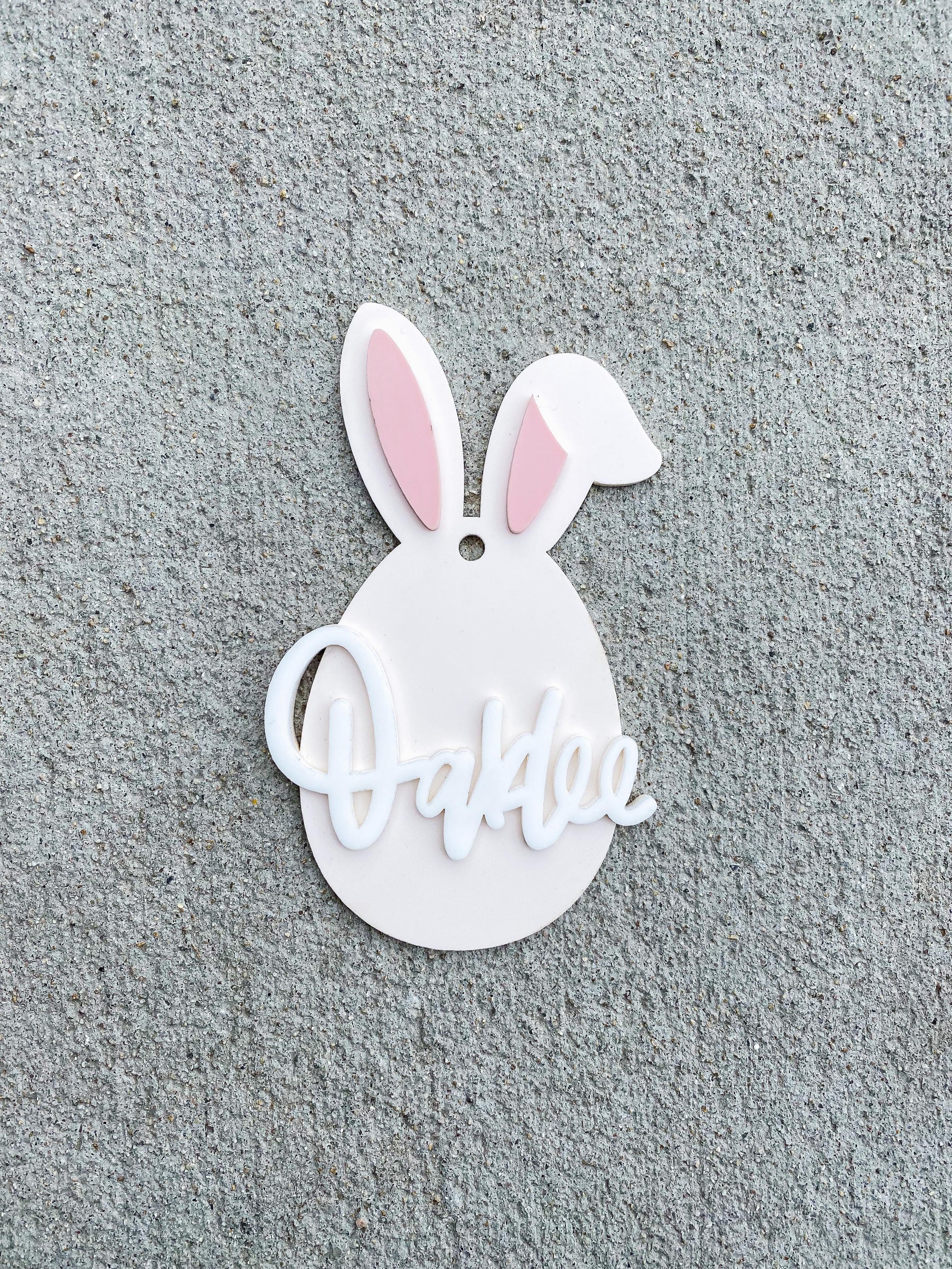 Personalized Easter bunny wood tag for kids Easter baskets, spring gift