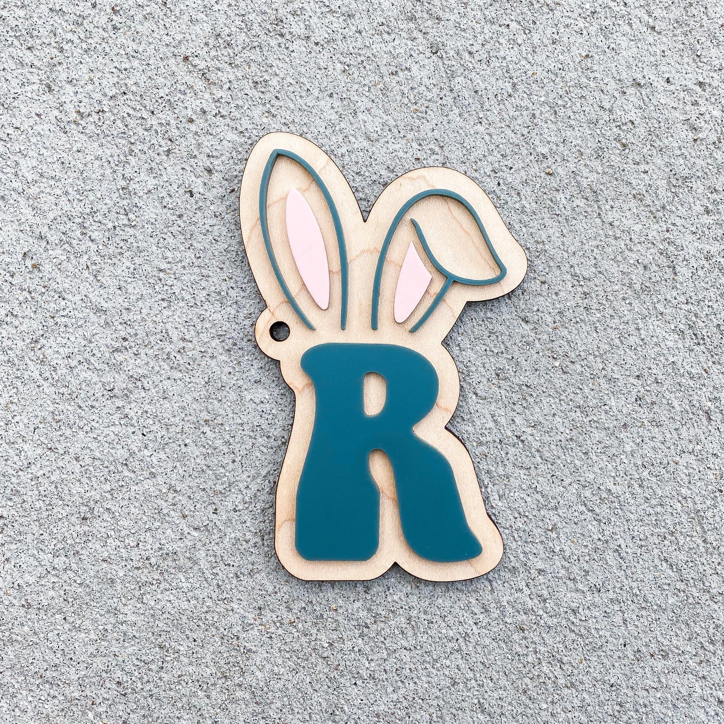 Initial Easter Basket Tag | Personalized Wood Easter Name Tag