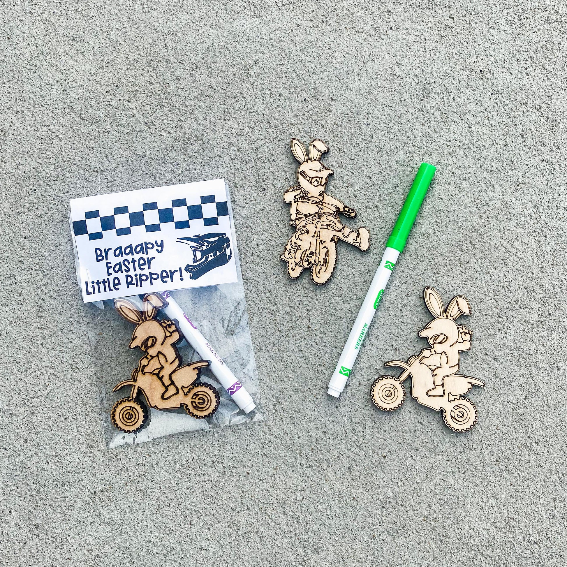 Color your own dirt bike Easter basket stuffer motocross activity sheet for kids