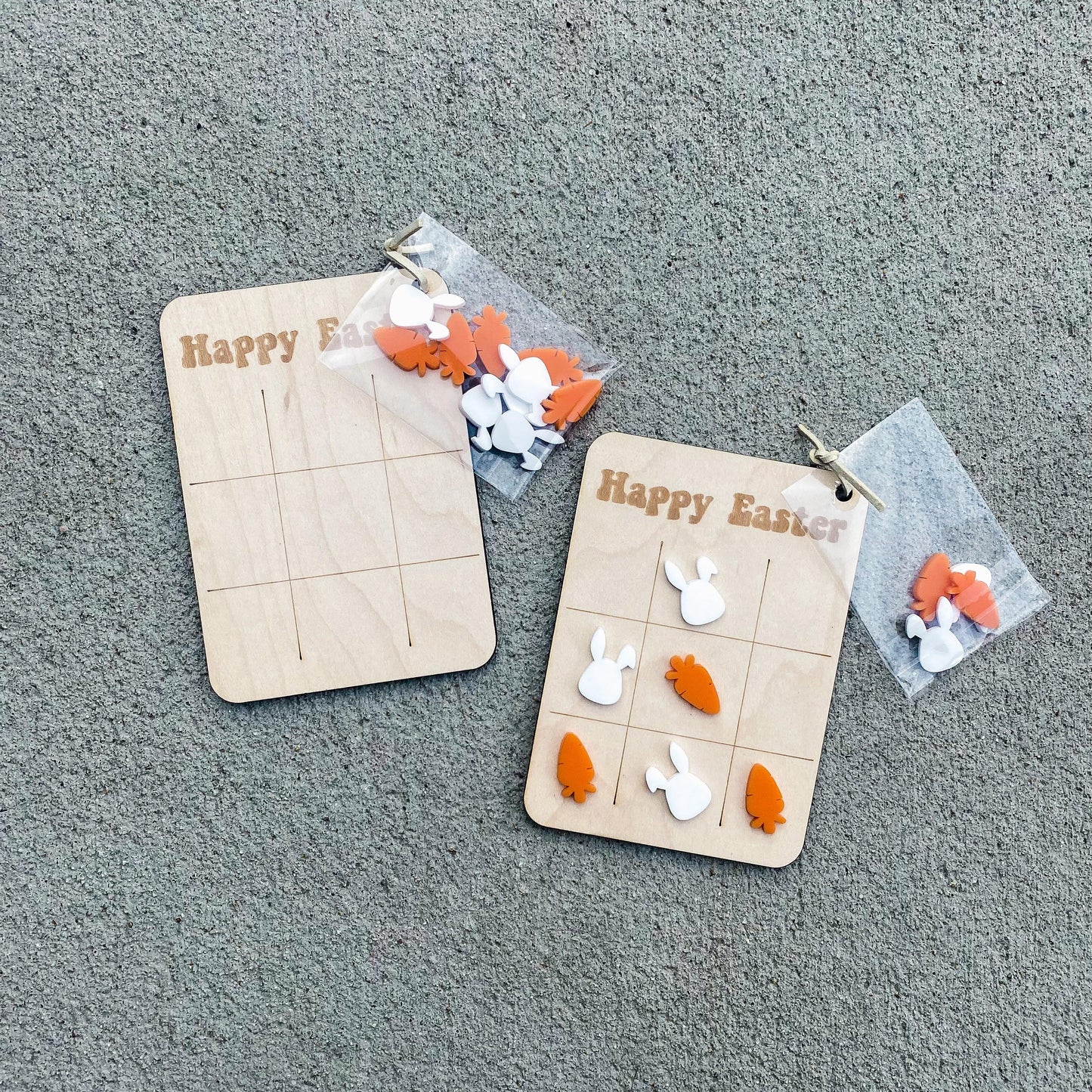 Easter tic tac toe basket stuffer game with wooden pieces for kids